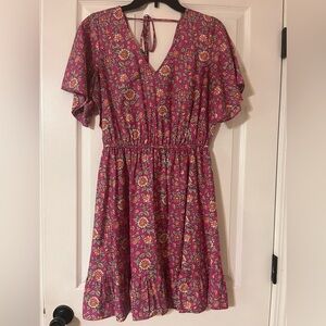 LOFT Vibrant Pink Floral Dress